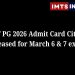 CUET PG 2026 Admit Card City Slip Released for March 6 & 7 exams