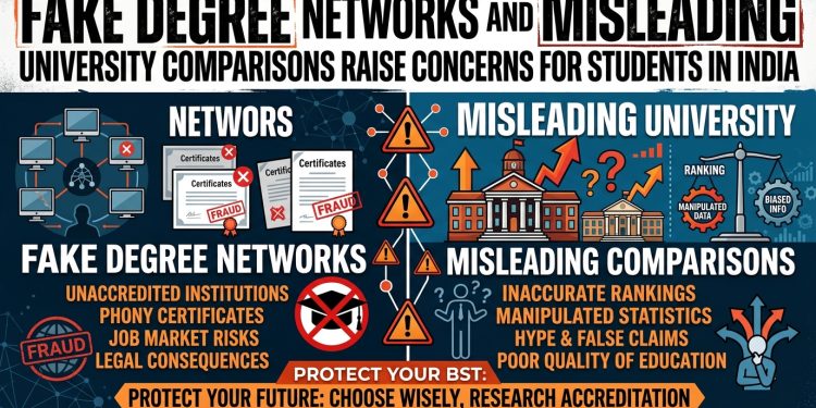 Fake Degree Networks and Misleading University Comparisons Raise Concerns for Students in India