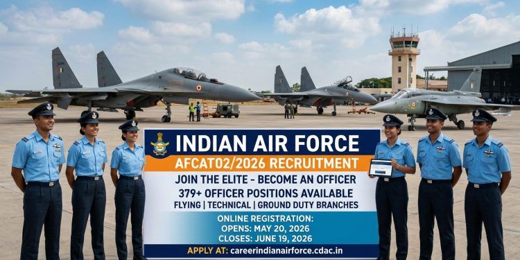 Indian Air Force AFCAT 02/2026 Recruitment 379 Plus Officer Positions, Online Registration May 20 to June 19