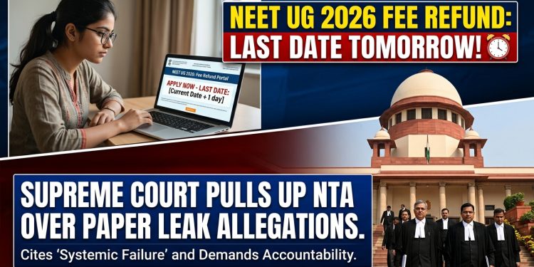 NEET UG 2026 Fee Refund Last Date Tomorrow, Supreme Court Pulls Up NTA Over Paper Leak