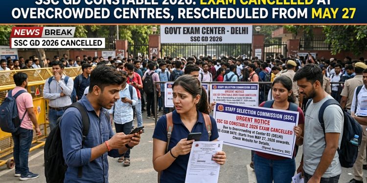 SSC GD Constable 2026 Exam Cancelled at Overcrowded Centres, Rescheduled from May 27