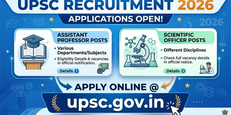 UPSC Recruitment 2026 Open for Assistant Professor and Scientific Officer Posts, Apply @upsc.gov.in