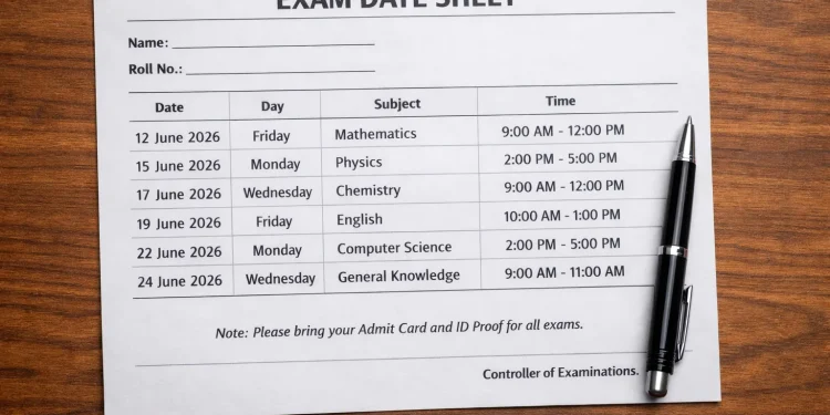 WBBSE Madhyamik Datesheet
